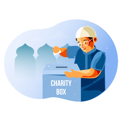 Person putting money in a charity box.
