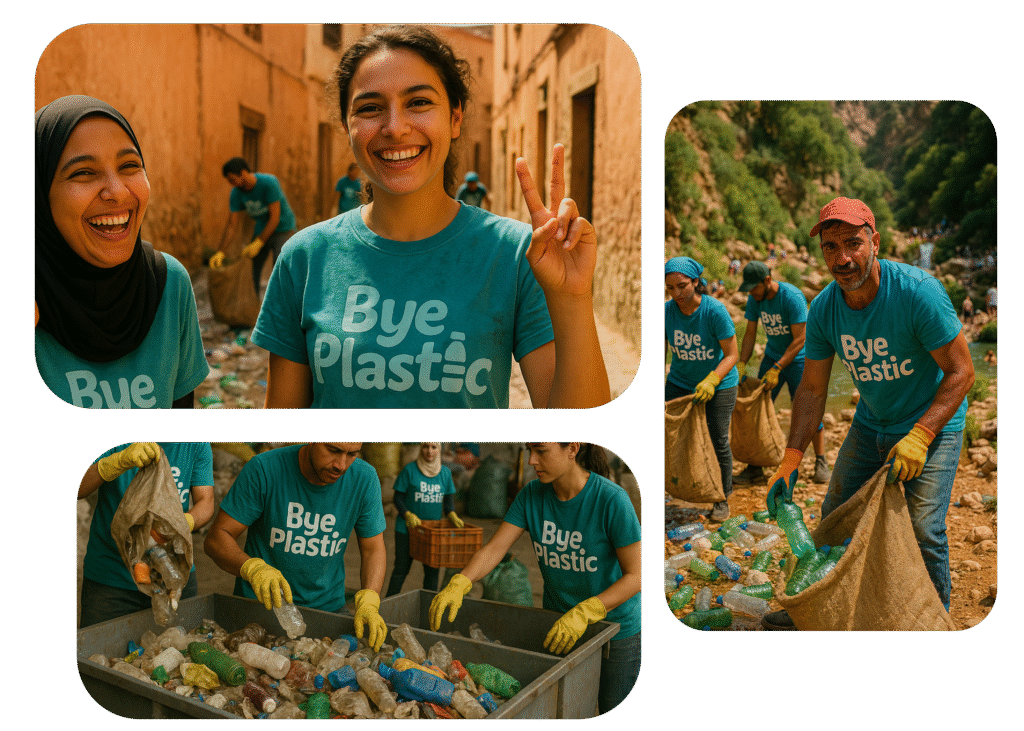 Community clean-up to reduce plastic waste.