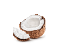Two cut pieces of coconut.