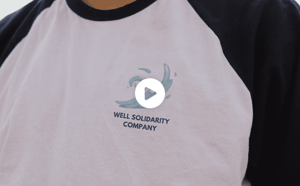 T-shirt with the Well Solidarity Company logo