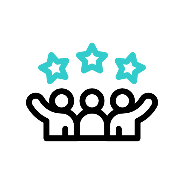 Illustration of three people with stars.