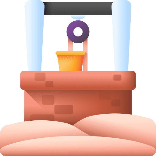 Well icon with hanging bucket.